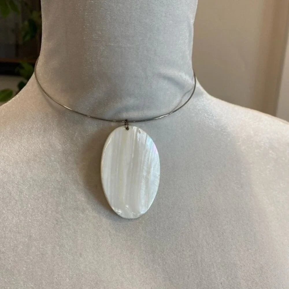 Genuine Mother of Pearl Silver Choker With Comfortable 17.5” Circumference.